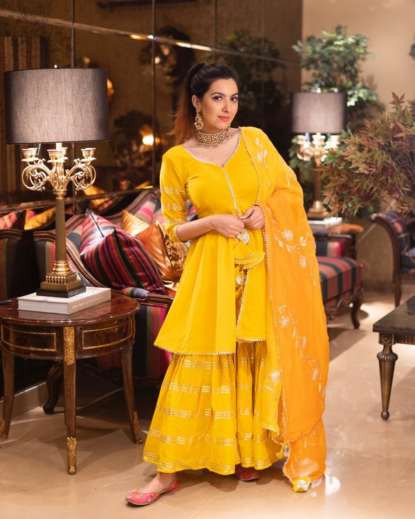 Yellow Mellow Gotapatti Sharara Set | Rescue