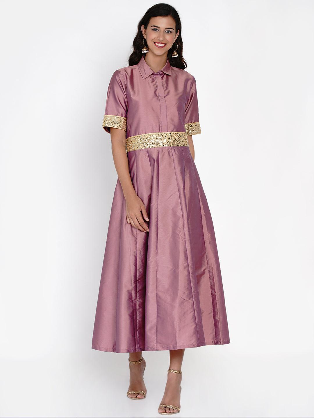 Women's Mauve Polyester Gown - Women Republic - Indiakreations