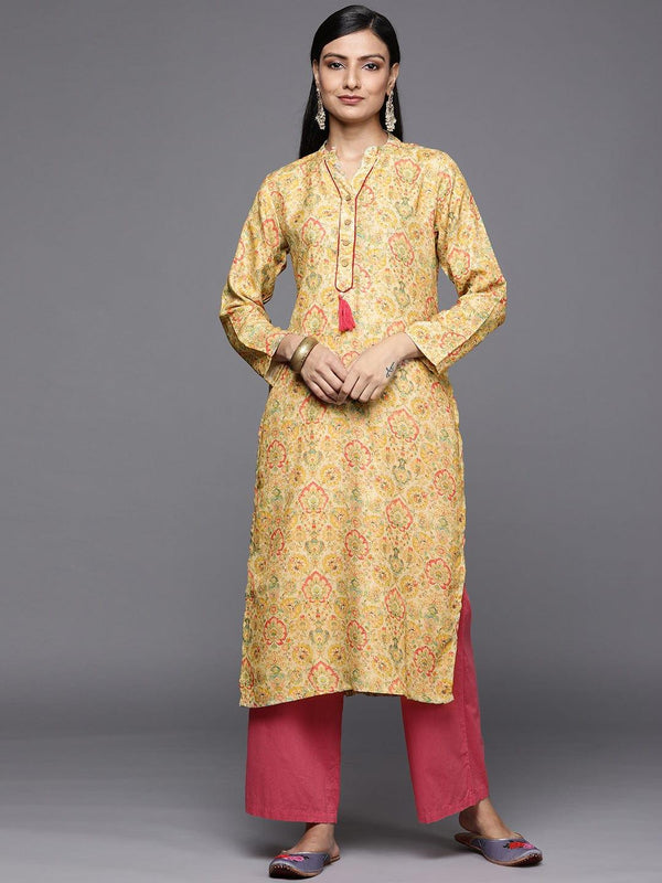 Varanga lime pashmina printed winter kurta - Indiakreations