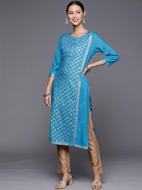 Varanga Women Blue Ethnic Motifs Printed Kurta - Indiakreations