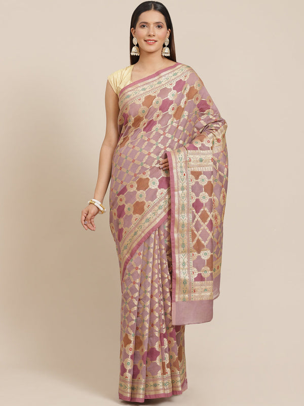 Women's Pure Cotton Silk Blended Meena Saree - Varanasi - Indiakreations