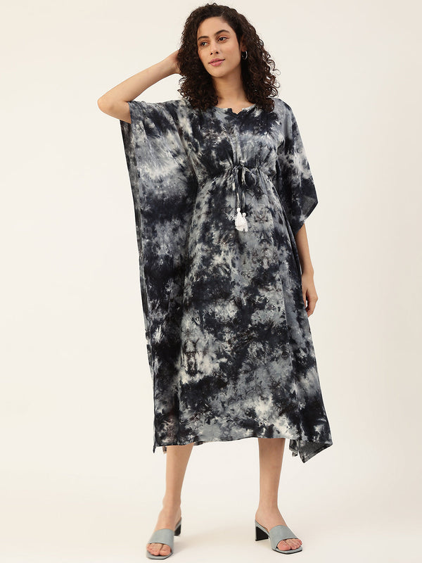 Women's Crumple Tie-dye Rayon Kaftan Dress - Maaesa