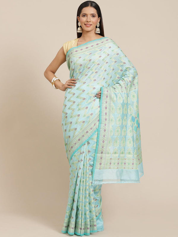 Women's Pure Cotton Silk Blended Saree - Varanasi - Indiakreations