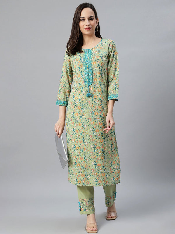 Women's Light Green Kurta with Palazzo - Anubhutee