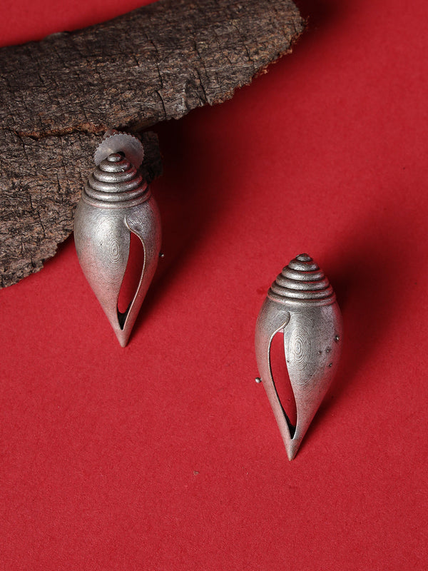 Women's Oxidized Shell Shaped Stud Earrings - Jazz and Sizzle