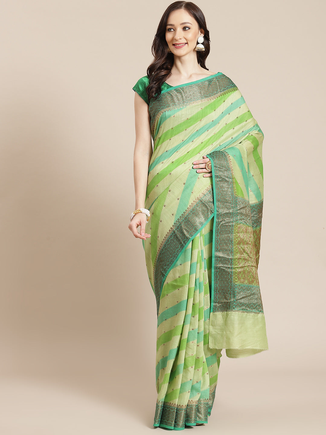 Women's Multi Pure Muga Silk Saree - Varanasi - Indiakreations