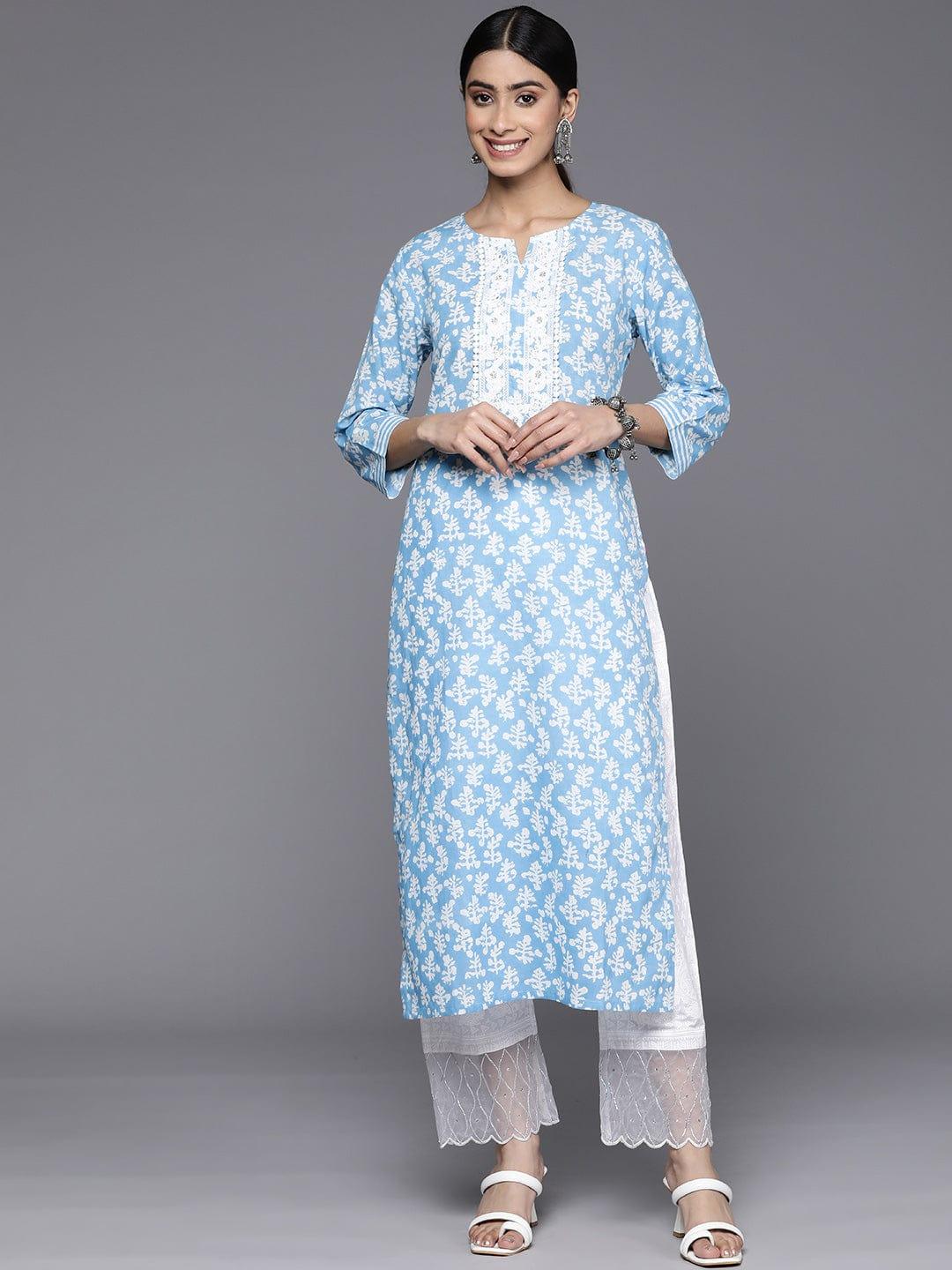 Varanga Dyed Thread Work Cotton Kurta - Indiakreations