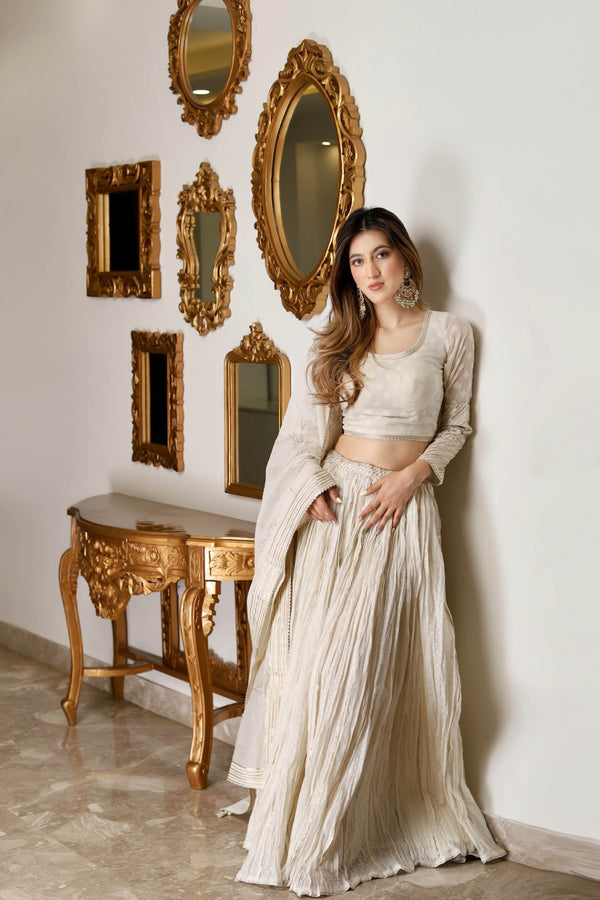 Tanisha Puri in Shweta Ivory Lehenga Set