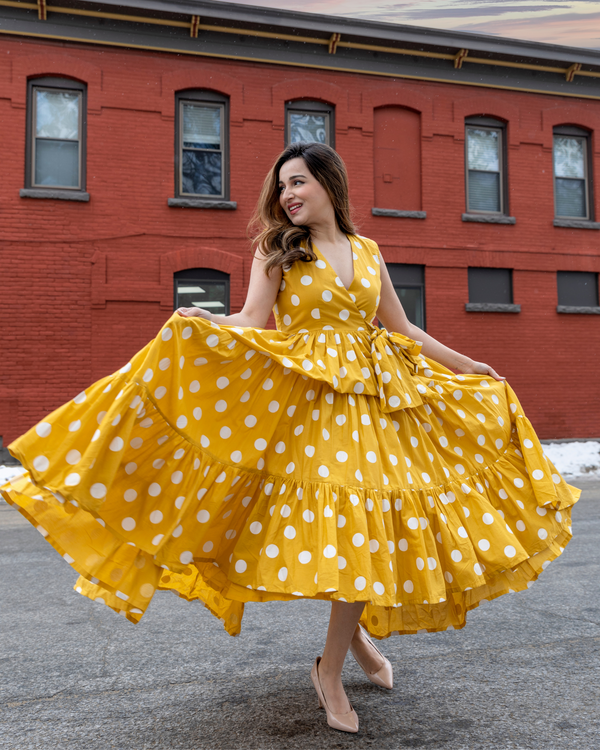 Yellow Daffy Polka Cotton Dress | Relove