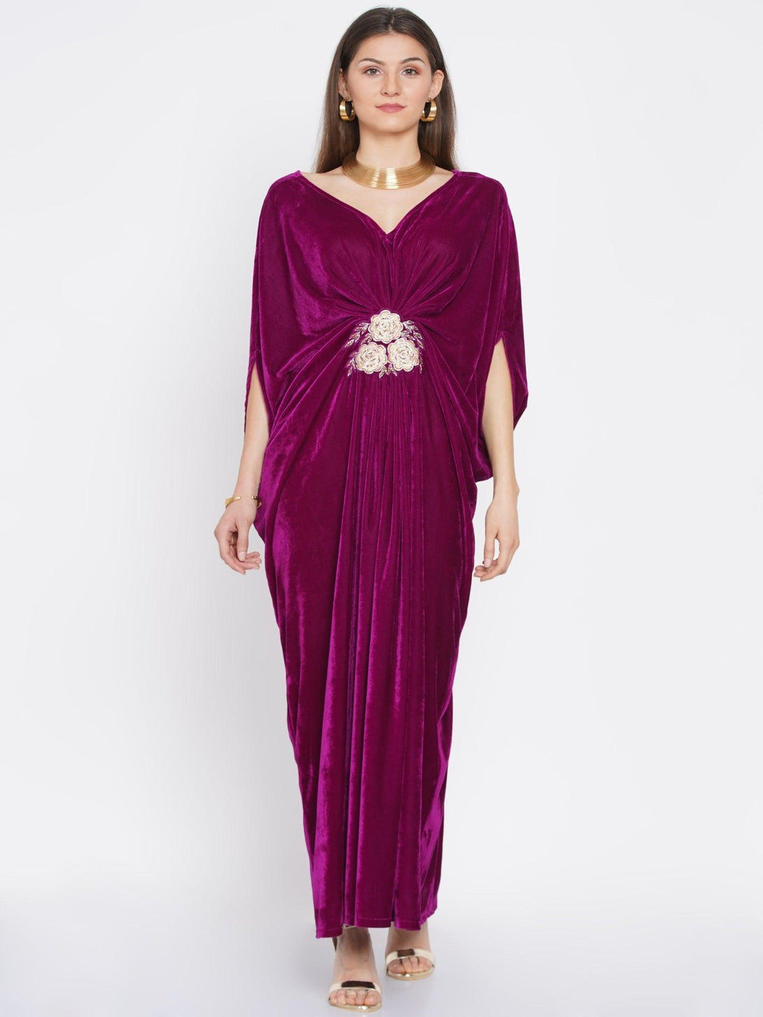 Women's Wine Velvet Dress - Women Republic - Indiakreations