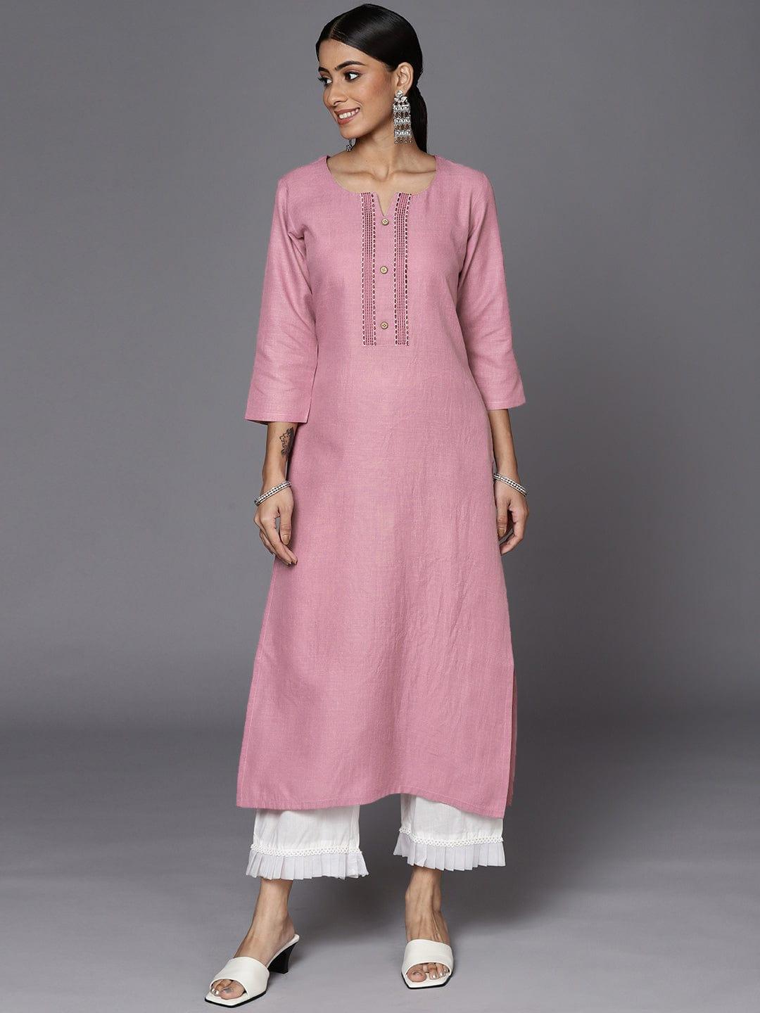 Varanga Women Mauve Thread Work Kurta - Indiakreations