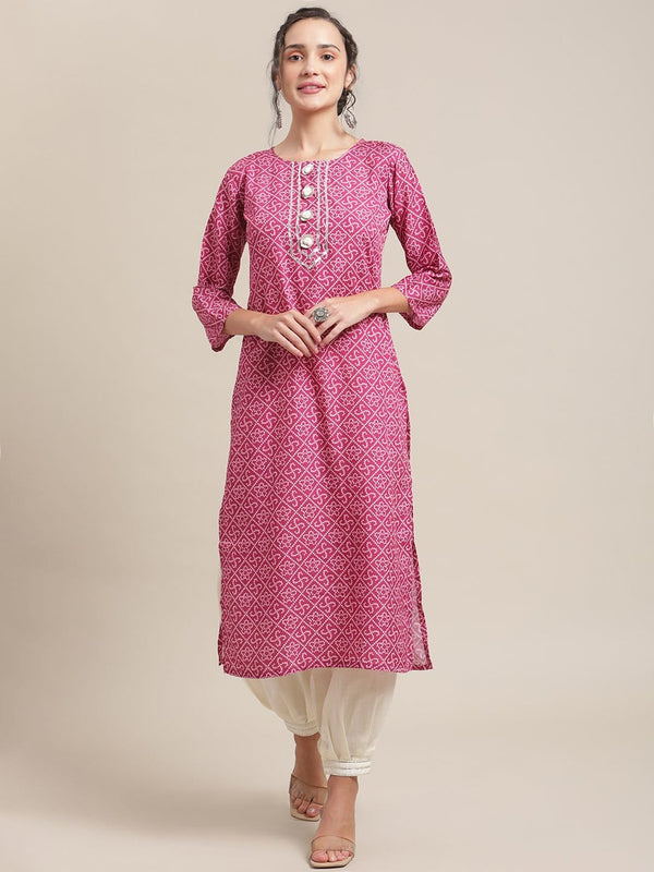 Women's KSUT Wine And White Gota Embelllished Yoke With 3/4Th Sleeves - Varanga