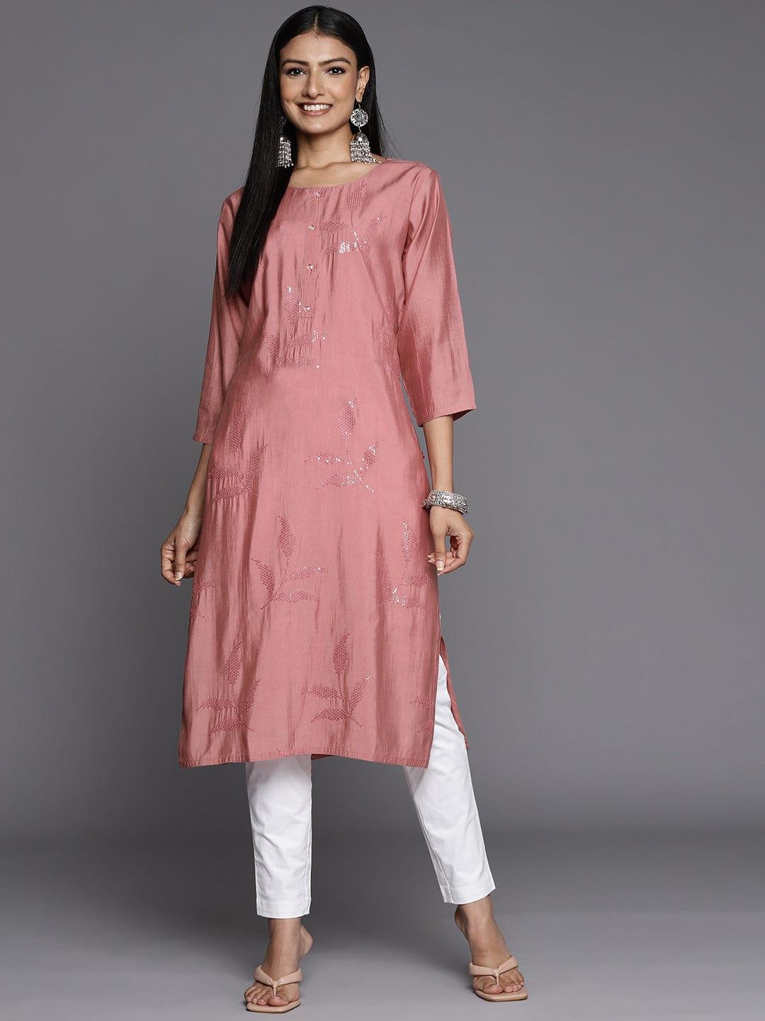 Varanga Women Peach-Coloured Embellished Kurta - Indiakreations