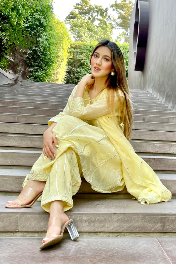 Tanisha Puri in Noor Yellow Kali Kurta Salwar Set