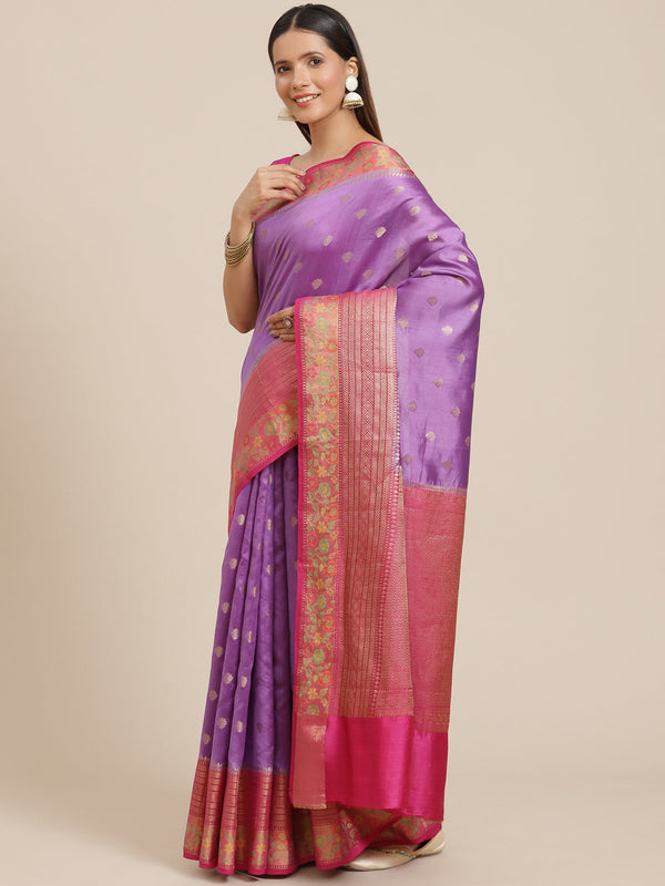 Women's Pure Chinia Silk Jamdaani Saree - Varanasi - Indiakreations