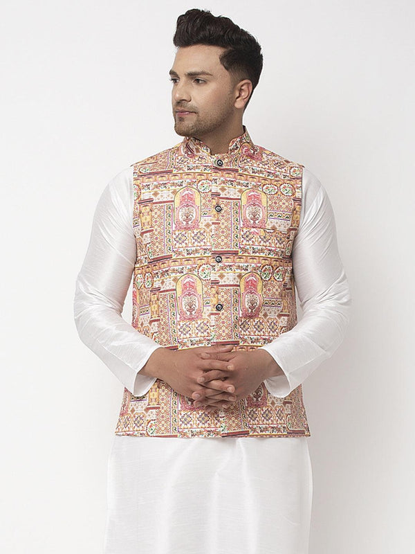 Men's Multicolored Printed Nehru Jacket - Benstoke - Indiakreations