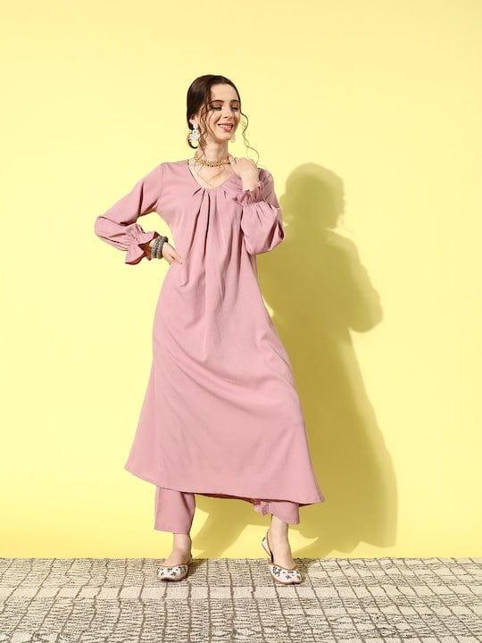 Varanga Mauve Empire Kurta with Trousers - Indiakreations