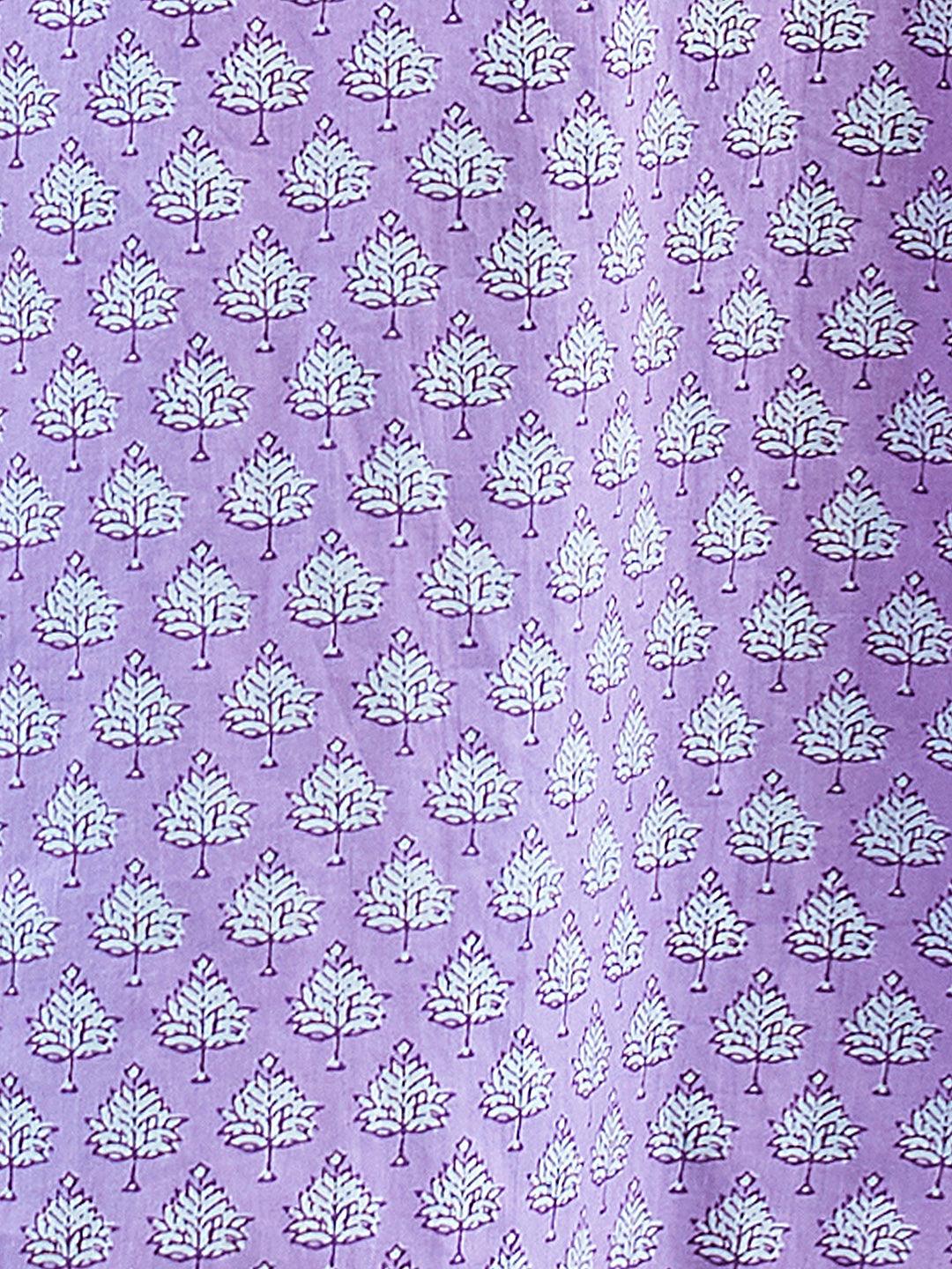 Floral Printed & Embroidered Straight Kurta with Pants and Dupatta - Lavender - Indiakreations