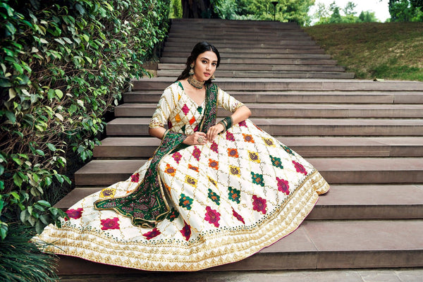 Wedding Wear Trendy Printed Lehenga Choli In White - Indiakreations
