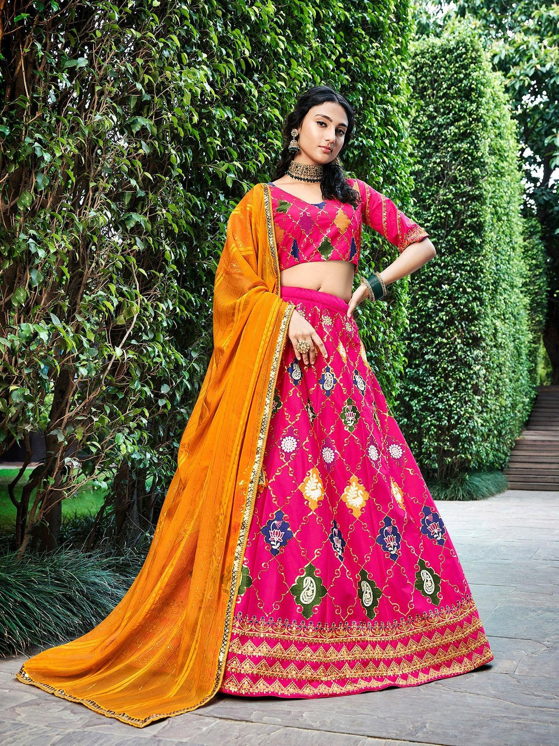 Reception Wear Designer Pink Lehenga Choli - Indiakreations