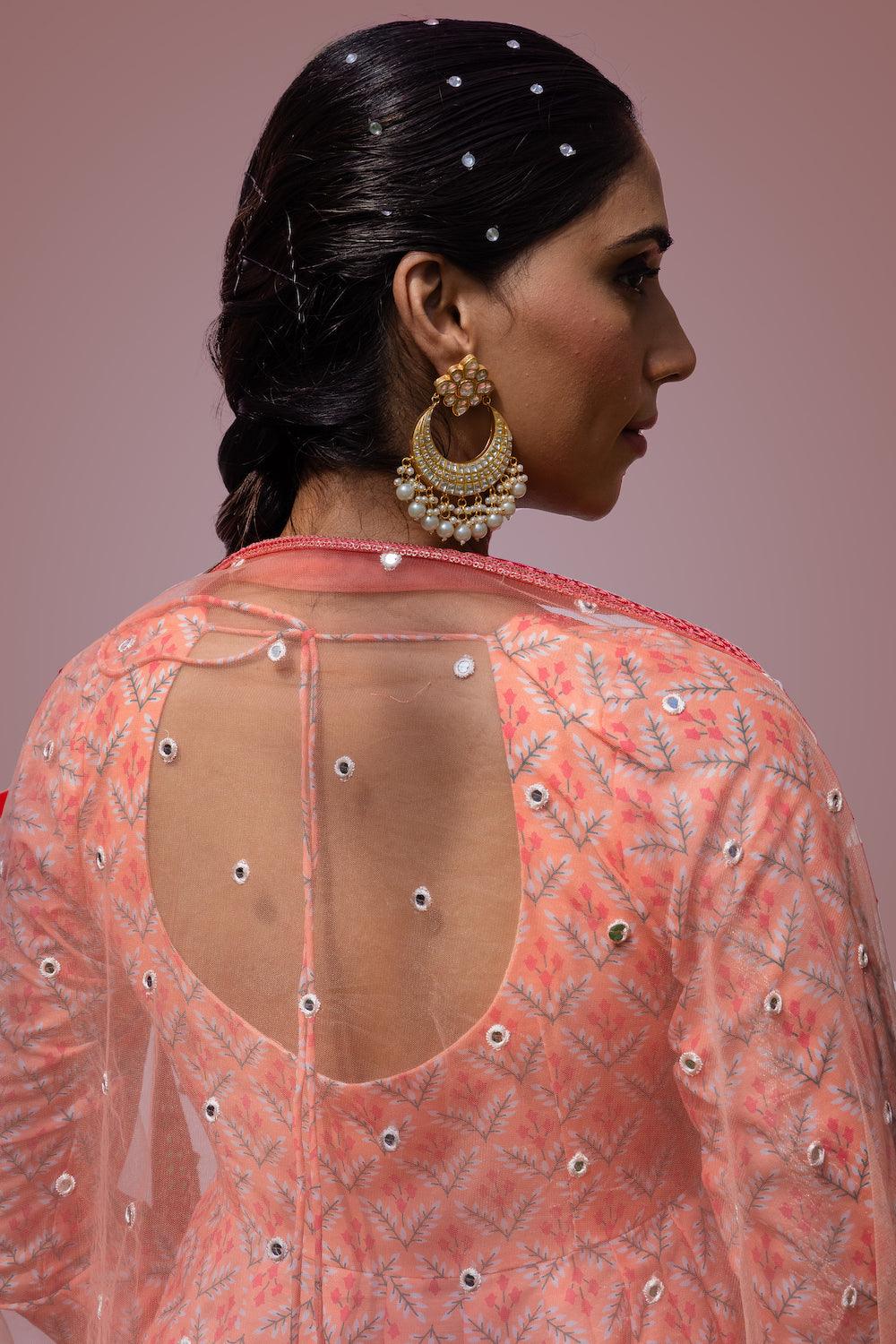 Mehfil Peach Anarkali Set - Indiakreations