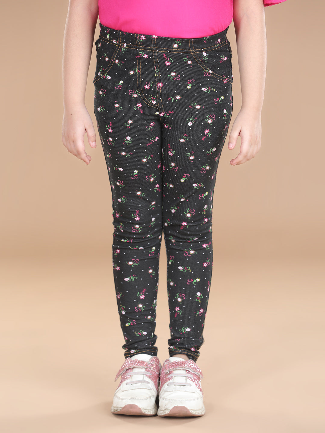 Girl's  Cotton Floral Printed Jegging - StyleStone Kid