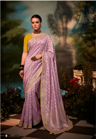 Graceful Designer Wear Lavender Silk Fashion Saree - Indiakreations