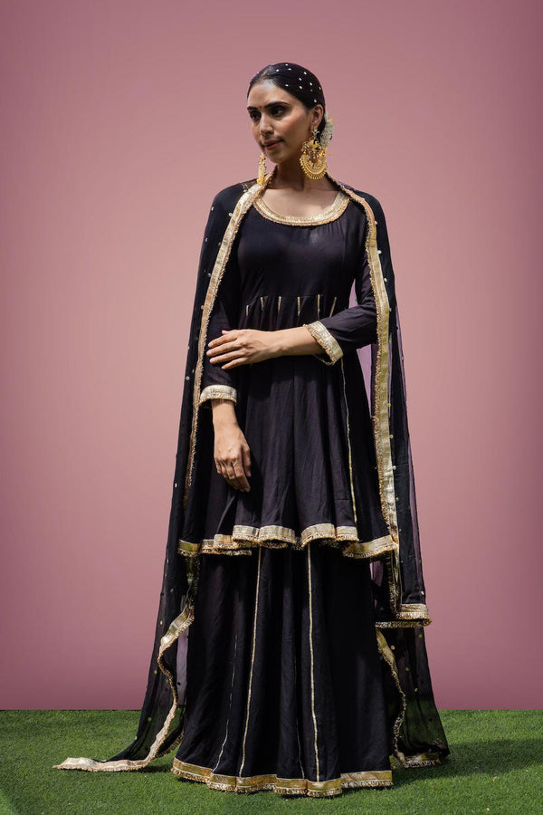 Mehfil Black Anarkali Skirt Set - Indiakreations