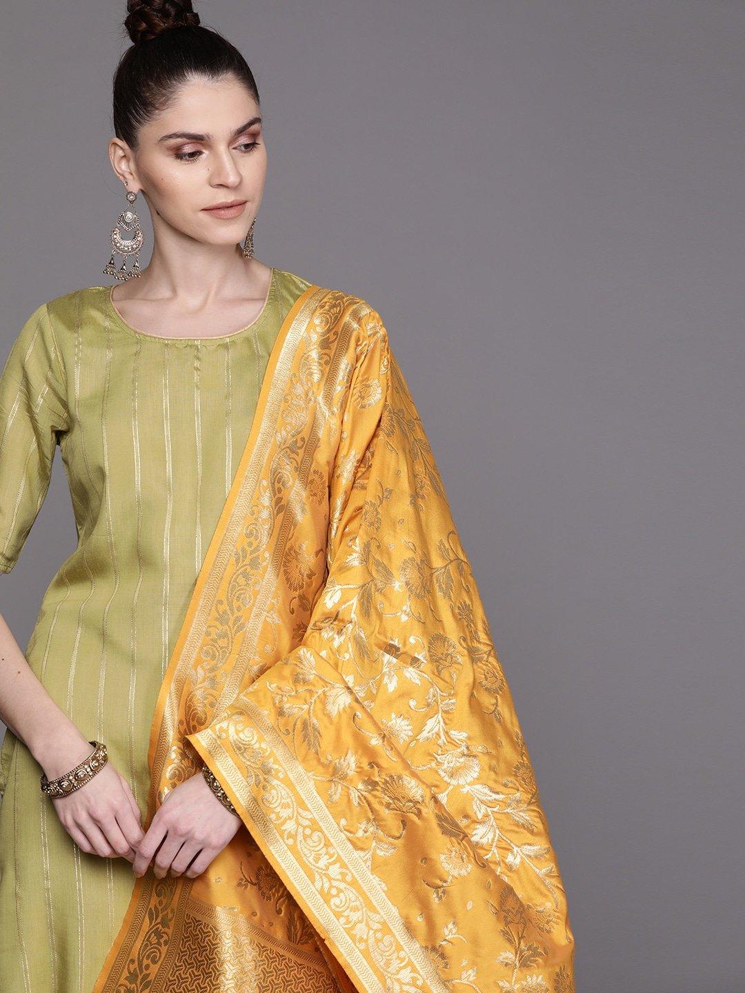 Women's Woven Design Dupatta -AKS - Indiakreations