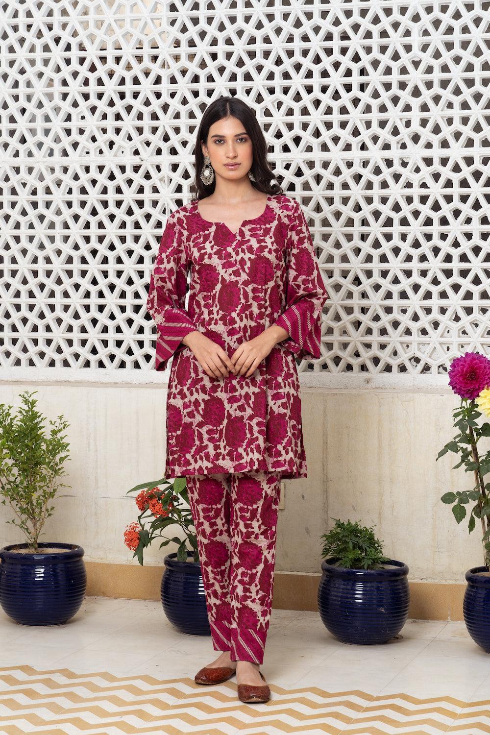 Magenta co-ord Set Of 2 - Indiakreations