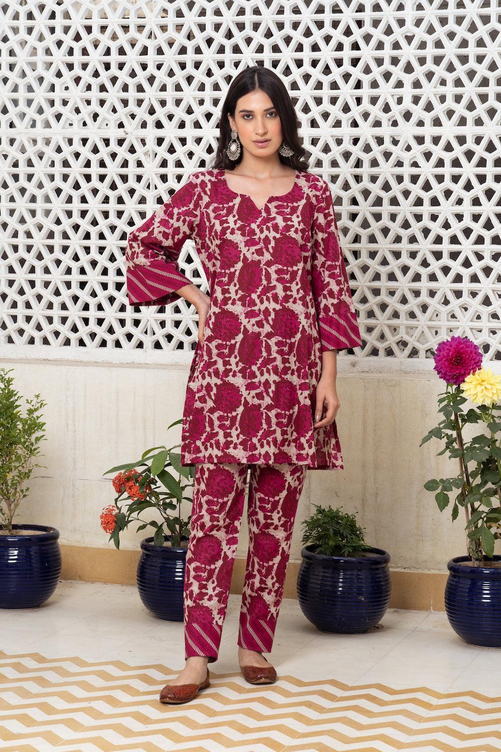 Magenta co-ord Set Of 2 - Indiakreations