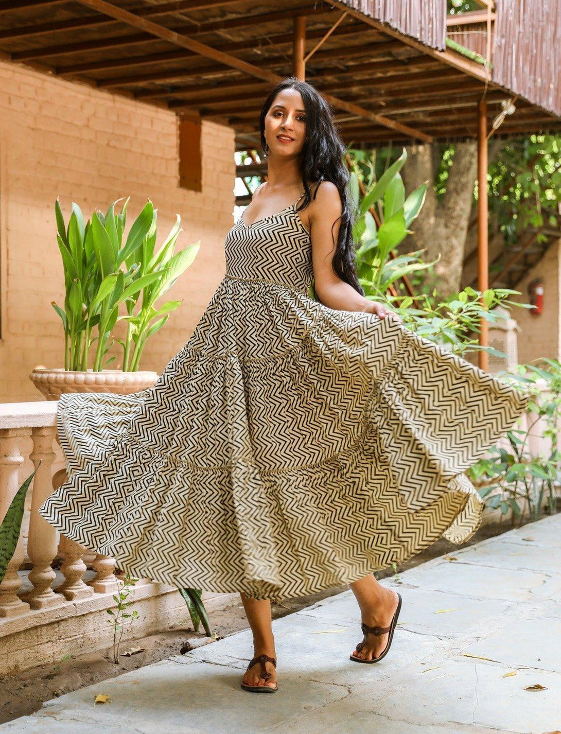 Women's Beige Tyre Dress - Baisacrafts - Indiakreations