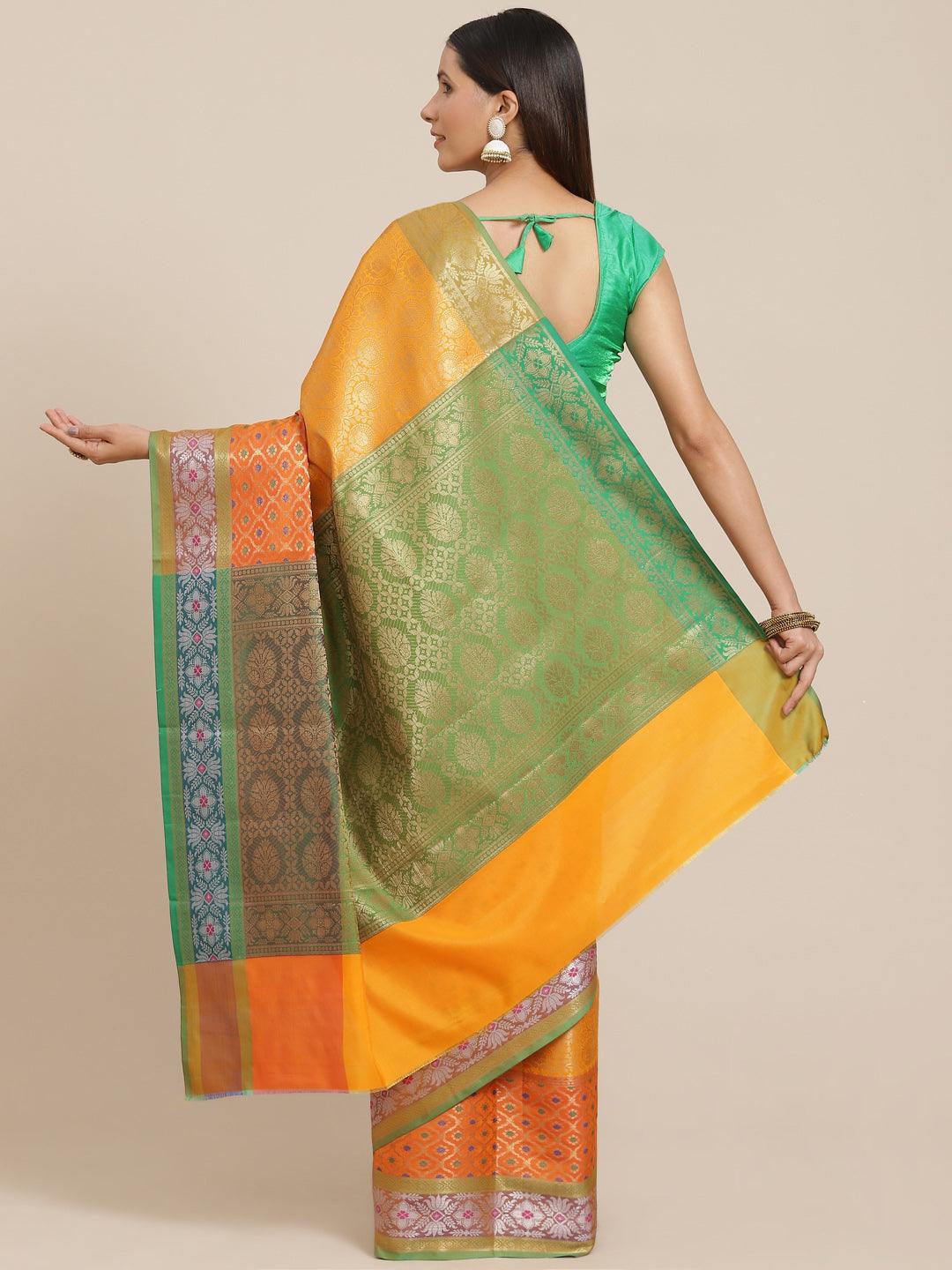 Women's Semi Silk Tanchui Brocade Saree - Varanasi - Indiakreations