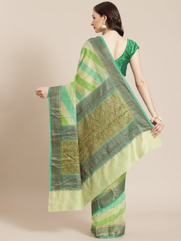 Women's Multi Pure Muga Silk Saree - Varanasi - Indiakreations