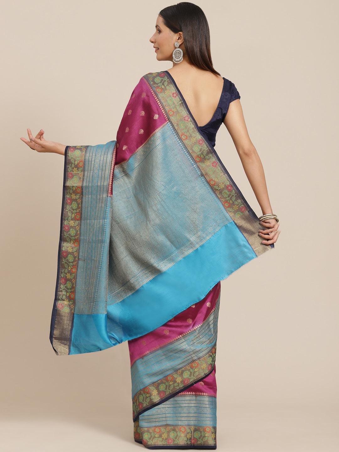 Women's Pure Chinia Silk Jamdaani Saree - Varanasi - Indiakreations