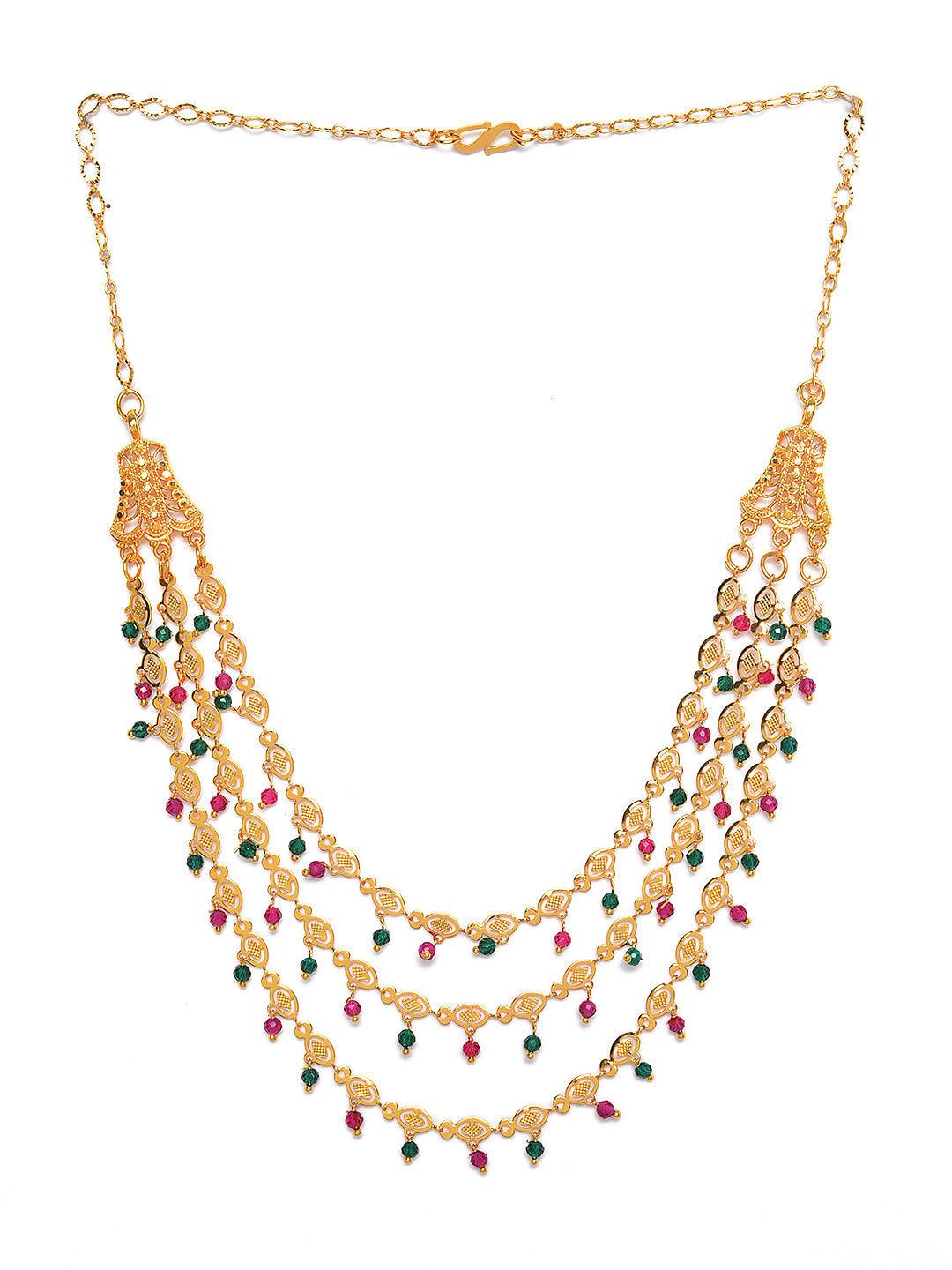 Women's Women Gold-Plated Layered Necklace - Jazz And Sizzle - Indiakreations