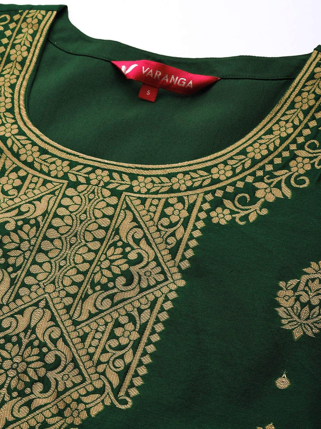 Varanga Women Green Ethnic Motifs Yoke Design Kurta with Trousers & With Dupatta - Indiakreations