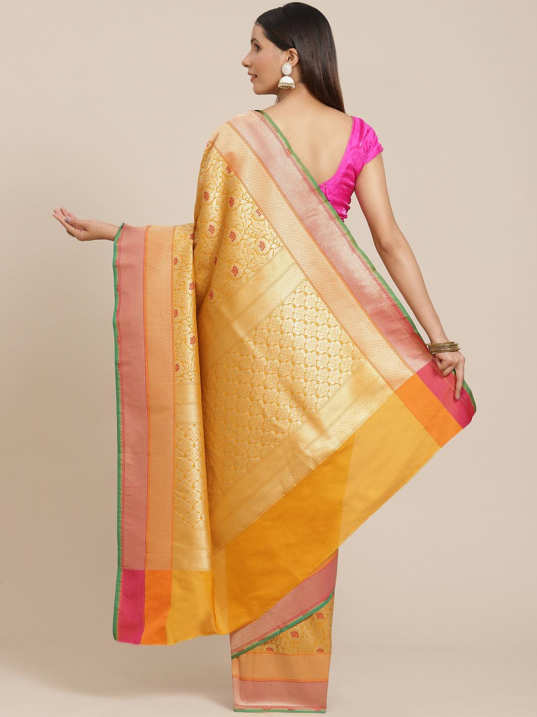 Women's Semi Kataan Silk Meena Tanchui Saree - Varanasi - Indiakreations