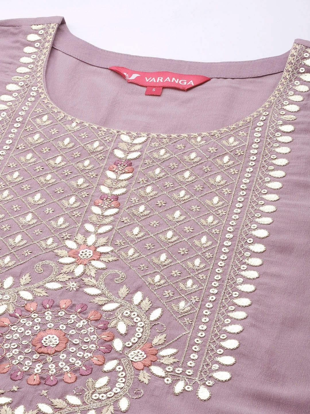 Varanga Women Ethnic Motifs Embroidered Sequinned Kurta With Trousers & With Dupatta - Indiakreations