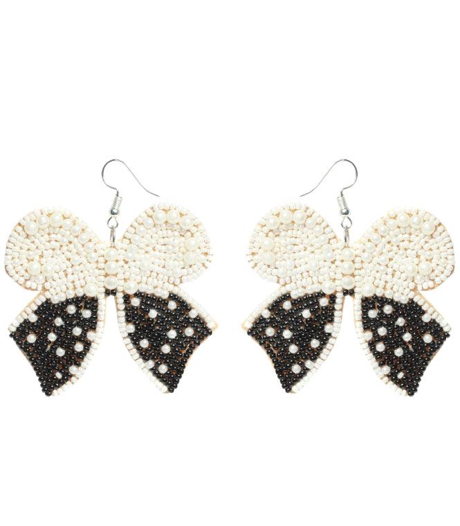 Women's Black & White Butterfly Shaped Drop Earrings - Jazz And Sizzle - Indiakreations