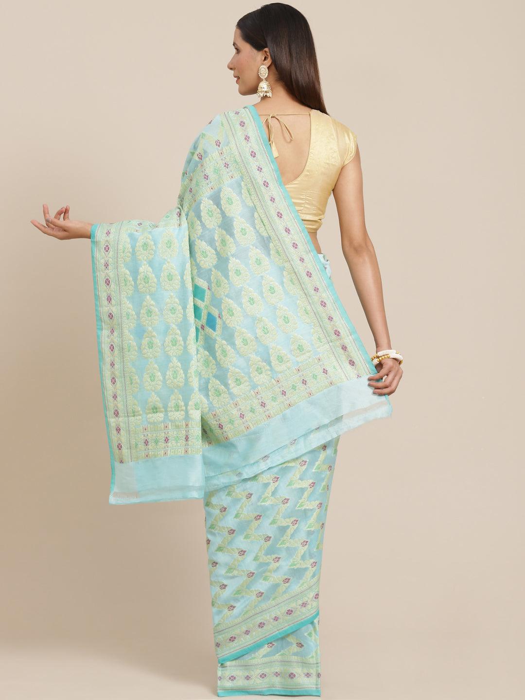 Women's Pure Cotton Silk Blended Saree - Varanasi - Indiakreations