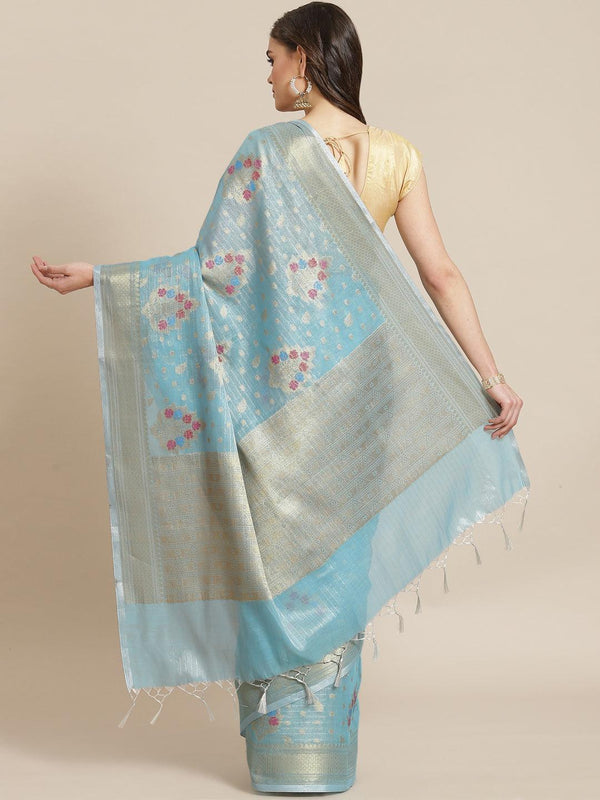 Women's Blue Tissue Silk Saree - Varanasi - Indiakreations