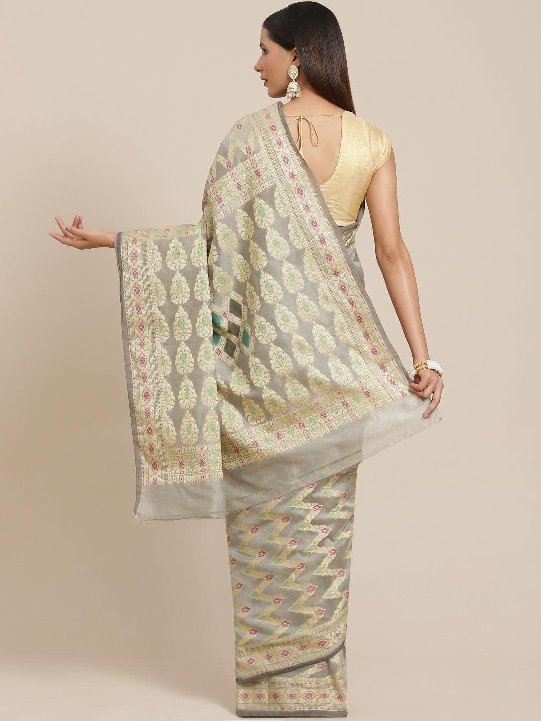 Women's Pure Cotton Silk Blended Saree - Varanasi - Indiakreations