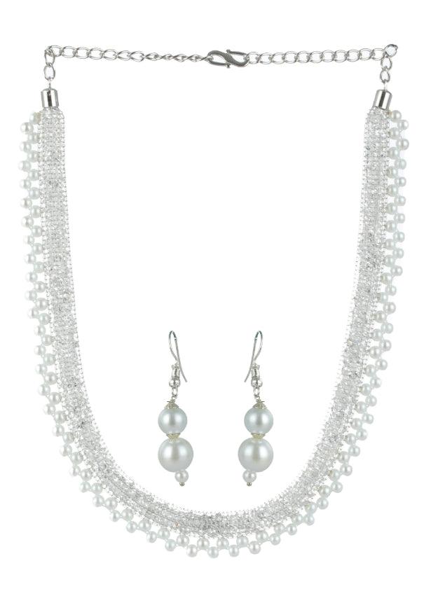 Women's Silver Plated & White Pearl Jewellery Set - Jazz And Sizzle - Indiakreations