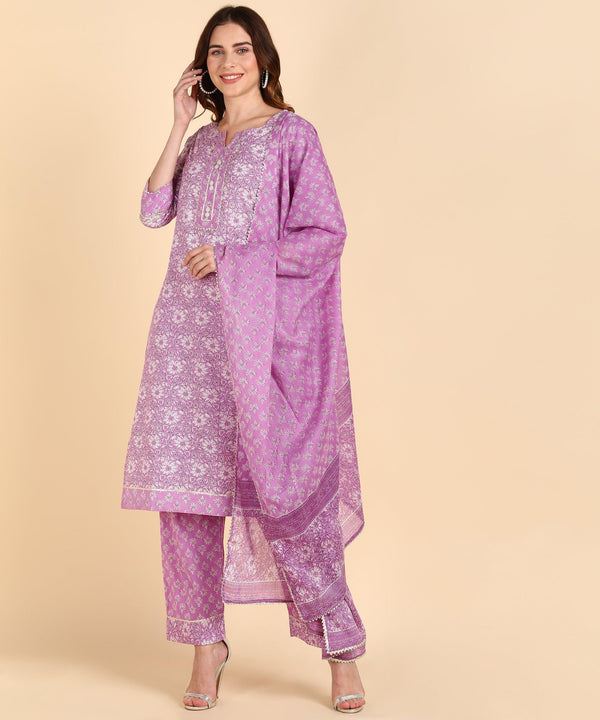 Women's Cotton Pink Printed Kurta Pant - Noz2Toz - Indiakreations