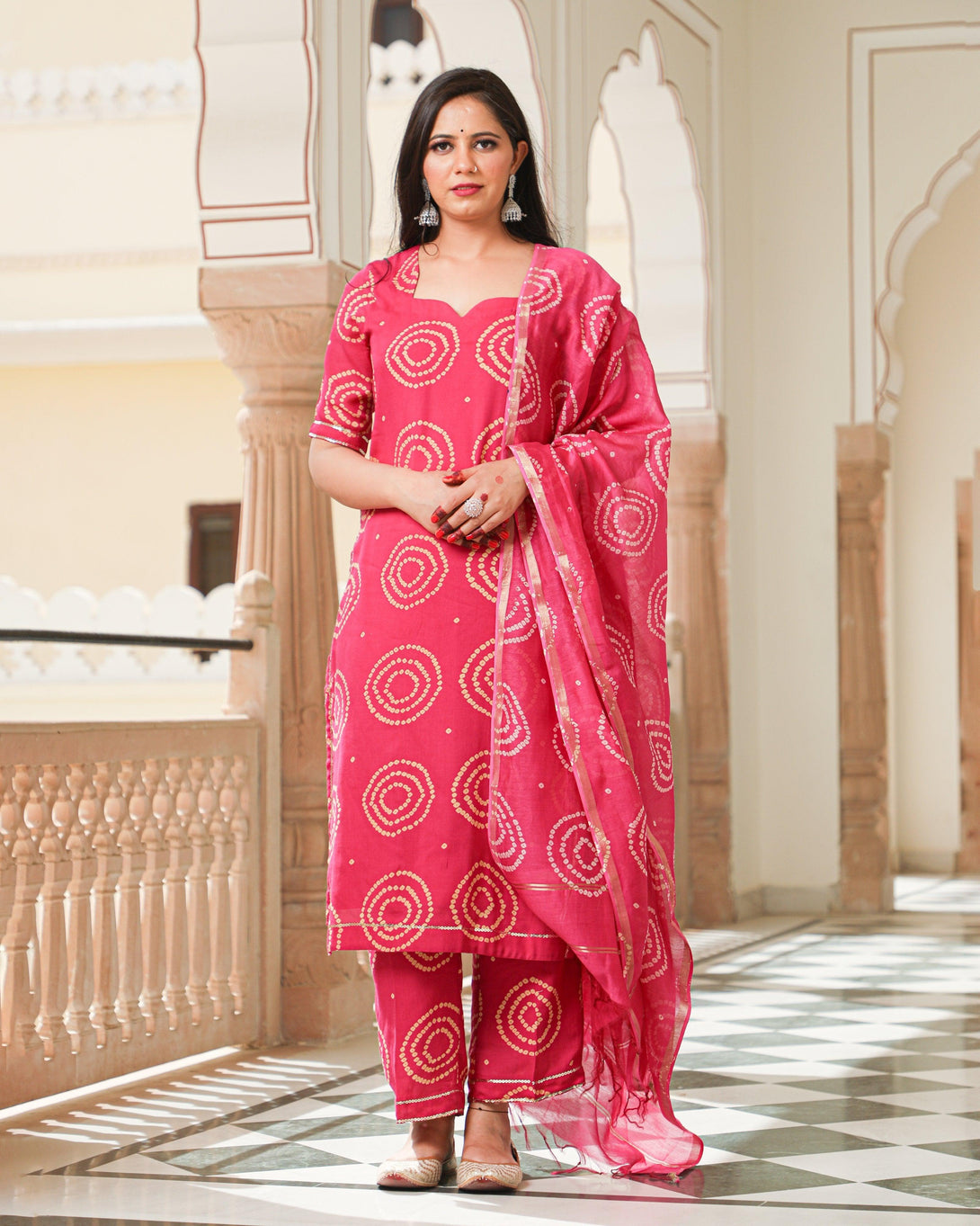 Women's Magenta Modal Bandhani Suit Set - Baisacrafts - Indiakreations