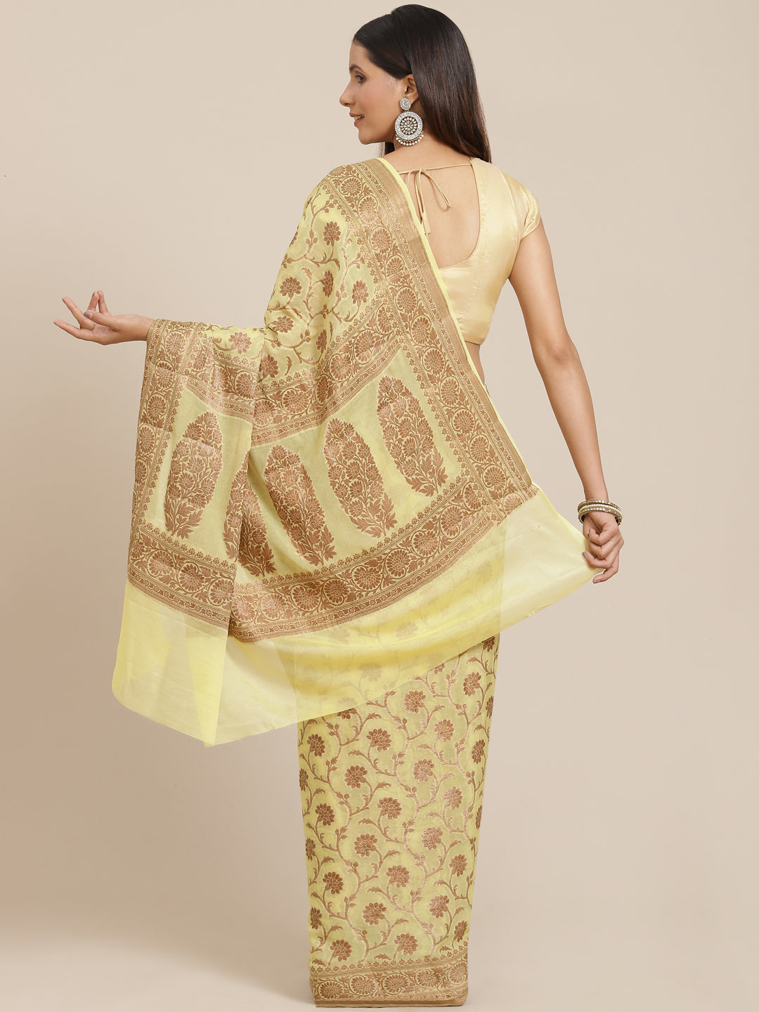 Women's Pure Chiffon Silk Cutwork Jaal Saree - Varanasi - Indiakreations