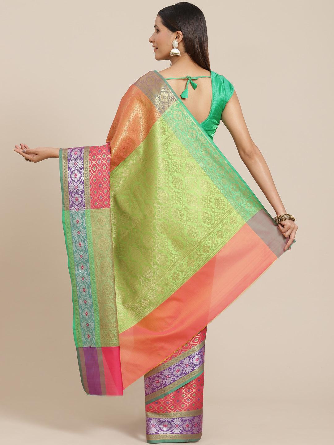 Women's Semi Silk Tanchui Brocade Saree - Varanasi - Indiakreations