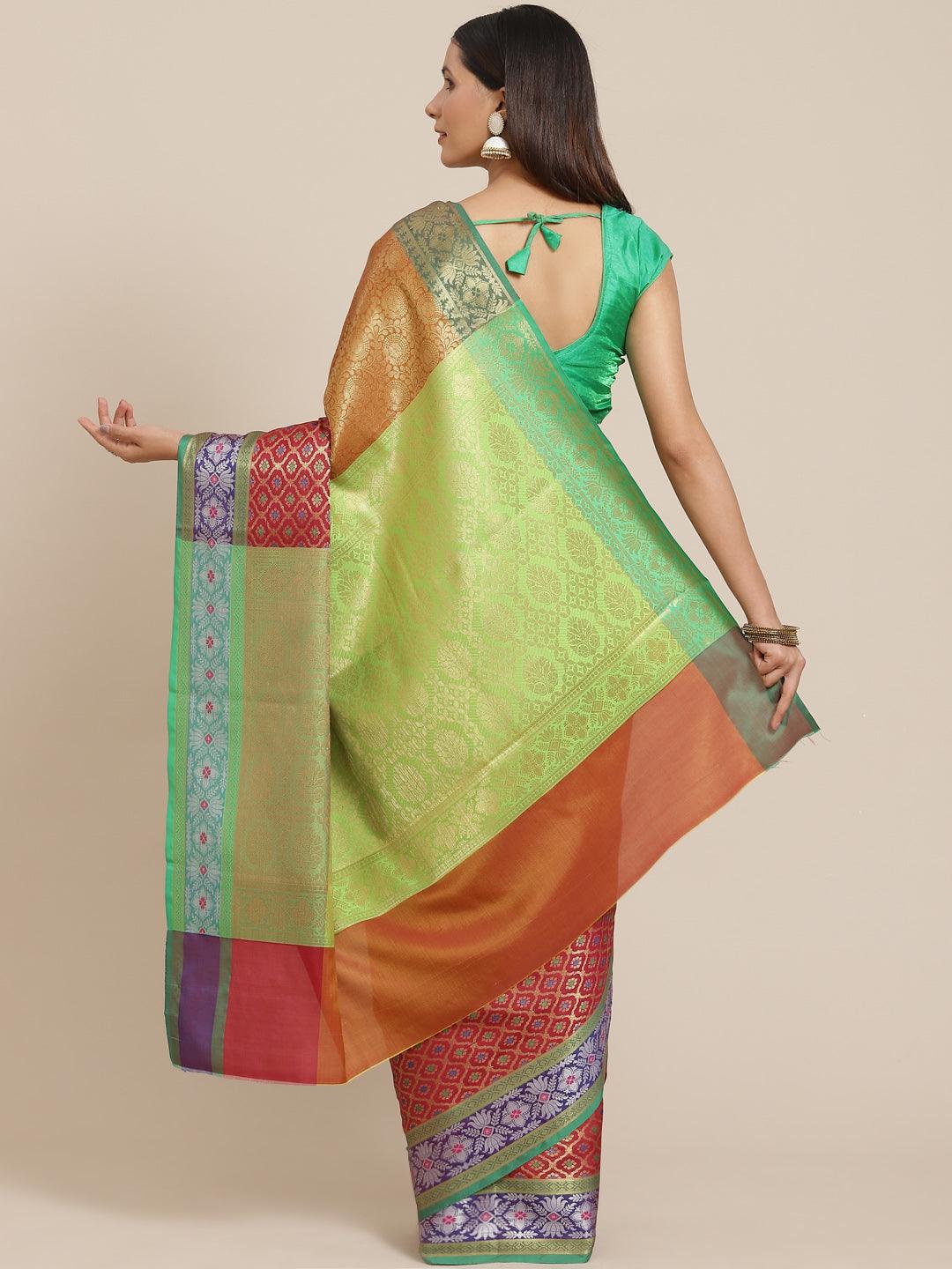 Women's Semi Silk Tanchui Brocade Saree - Varanasi - Indiakreations