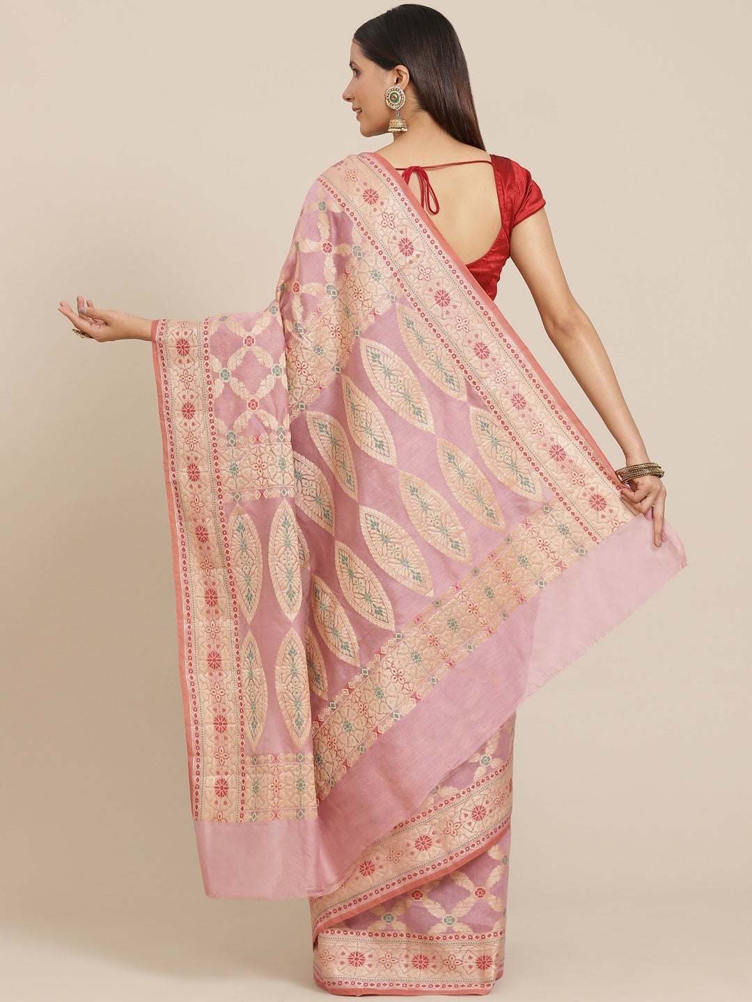 Women's Pure Cotton Silk Blended Saree - Varanasi - Indiakreations